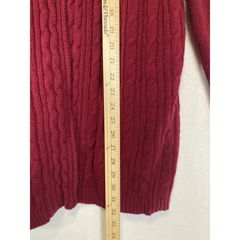 Classic Karen Scott Women XXL Burgundy Cable‎ Knit Shawl Cardigan Sweater